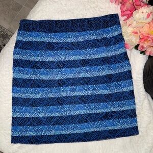 White House Black Market Striped Blue Mini Skirt Size 10